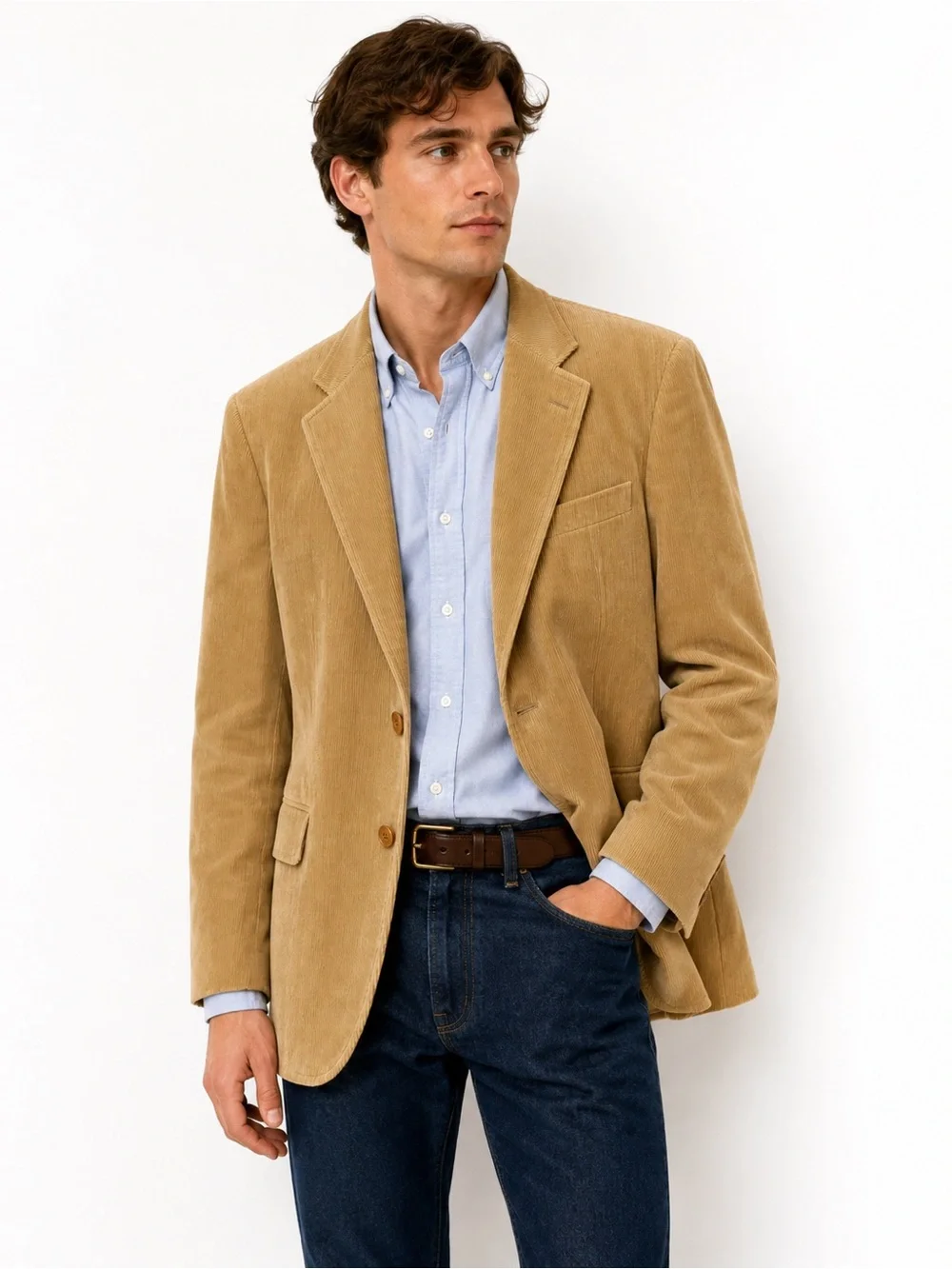 Vintage John Peel Tan Corduroy Sport Coat Blazer 44L Men’s Classic Preppy
